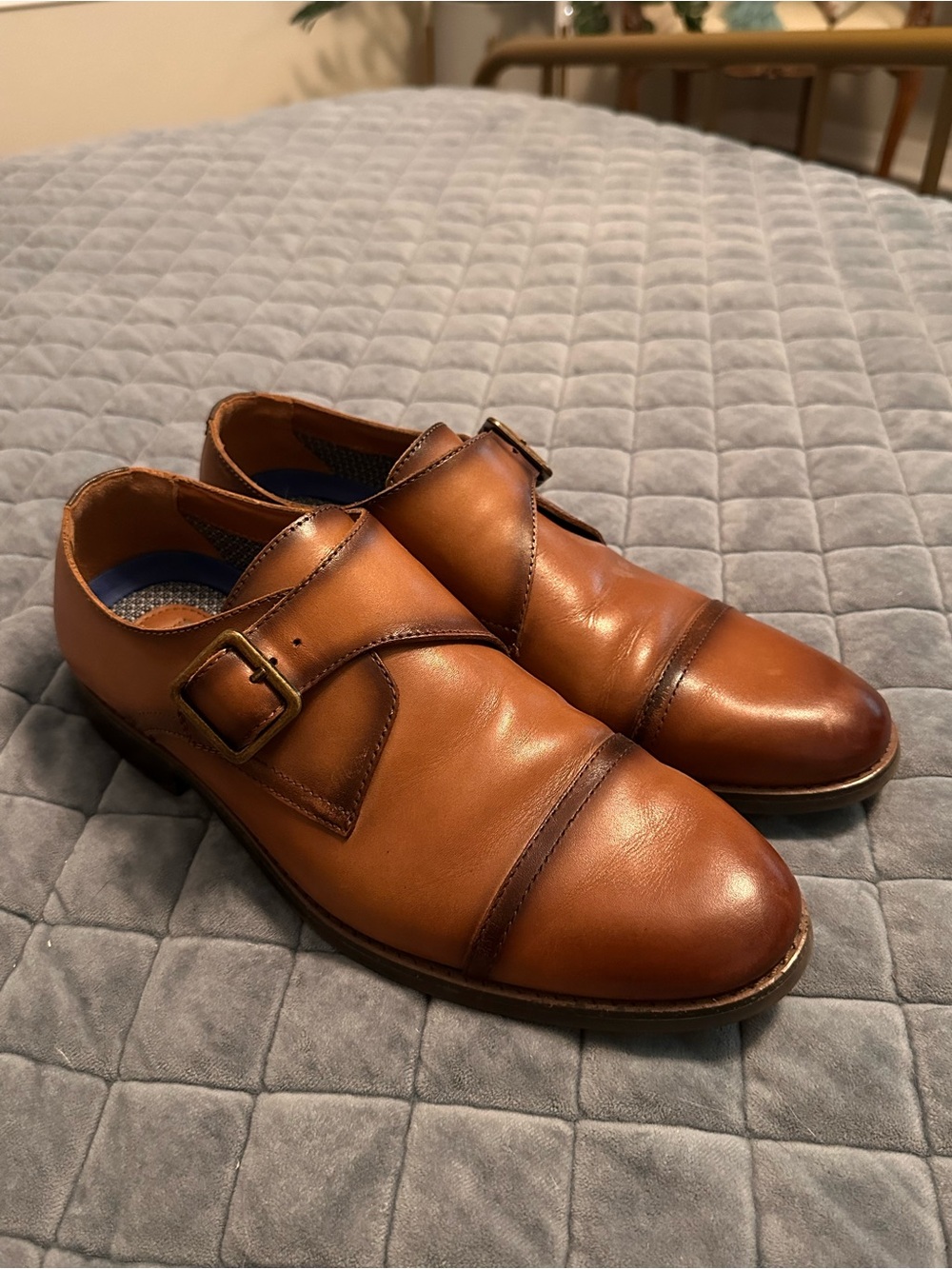 Vince Camuto Men's Single Monk Strap Dress Shoes - brown, size 8.5